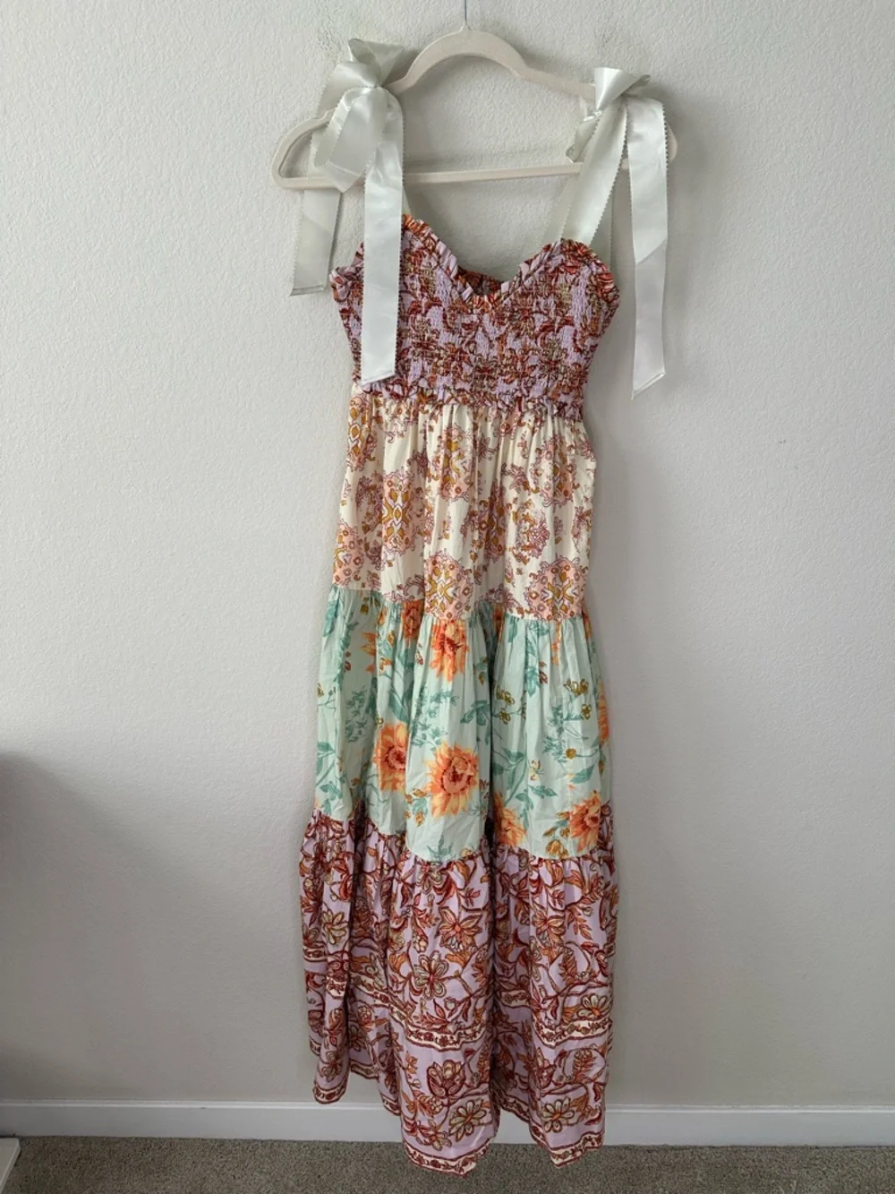 Free People Bluebell Cotton Tiered Maxi Dress SZ XS - Picture 2 of 6